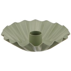 Metal bowl, candle holder, corrugated, 12x12x4cm, jade