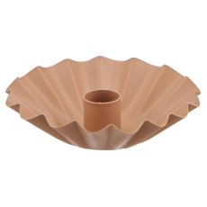 Metal bowl, candle holder, corrugated, 12x12x4cm, almond