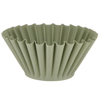 Metal bowl, round, corrugated, 15x15x8cm, jade