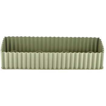 Metal bowl, 4 candle holder, rectangular, corrugated, 35x24x6cm, jade