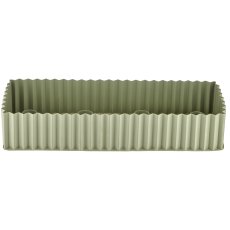 Metal bowl, 4 candle holder, rectangular, corrugated, 35x24x6cm, jade