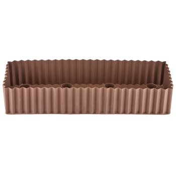 Metal bowl, 4 candle holder, rectangular, corrugated, 35x24x6cm, mocha