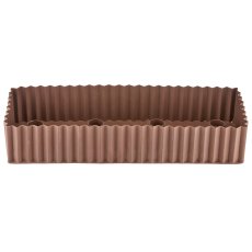 Metal bowl, 4 candle holder, rectangular, corrugated, 35x24x6cm, mocha