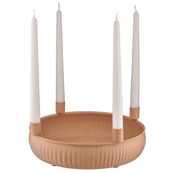 Metal bowl, 4 candle holder, round, 29x29x10cm, almond