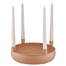 Metal bowl, 4 candle holder, round, 29x29x10cm, almond