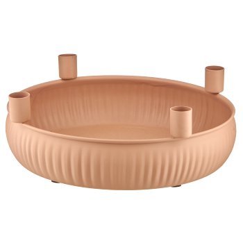 Metal bowl, 4 candle holder, round, 29x29x10cm, almond