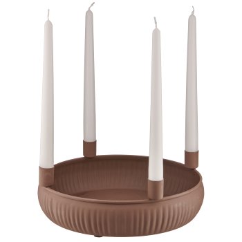 Metal bowl, 4 candle holder, round, 29x29x10cm, mocha