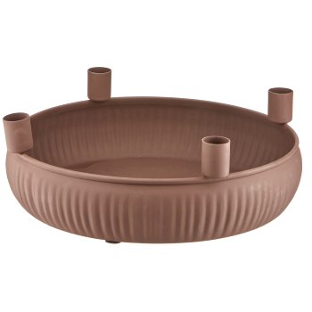 Metal bowl, 4 candle holder, round, 29x29x10cm, mocha