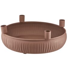 Metal bowl, 4 candle holder, round, 29x29x10cm, mocha