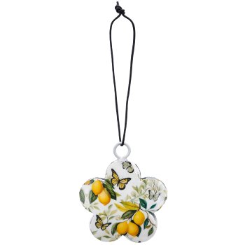 Metal hanger INSTYLE flower with decor print, 60/glass, 6x6cm, yellow, Lepuro
