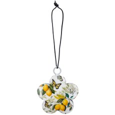 Metal hanger INSTYLE flower with decor print, 60/glass, 6x6cm, yellow, Lepuro
