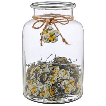 Metal hanger INSTYLE flower with decor print, 60/glass, 6x6cm, yellow, Lepuro