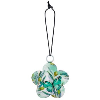 Metallhänger INSTYLE Blüte mit Printdekor, 6x6cm, 60/Glas 26x16x16cm, jade, Lepuro