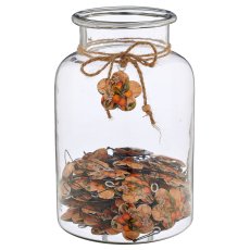 Metal hanger INSTYLE flower with decor print, 60/glass, 6x6cm, orange, Lepuro