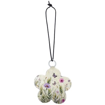 Metallhänger INSTYLE Blüte mit Printdekor, 6x6cm, 60/Glas 26x16x16cm, helllila, Lepuro