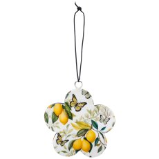 Metallhänger INSTYLE Blüte mit Printdekor, 10x10x2,5cm, gelb, Lepuro