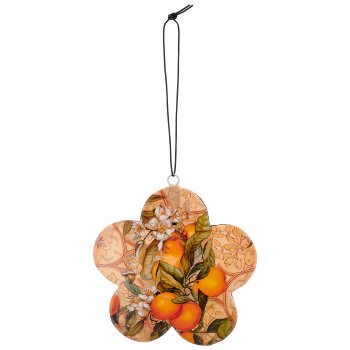 Metal hanger INSTYLE flower with decor print, 15x15x2.5cm, orange, Lepuro