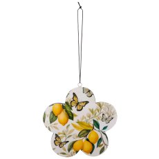Metallhänger INSTYLE Blüte mit Printdekor, 21x21x3cm, gelb, Lepuro