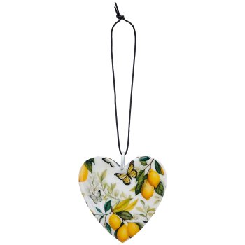 Metallhänger INSTYLE Herz mit Printdekor, 6x6cm, 60/Glas 26x16x16cm, gelb, Lepuro