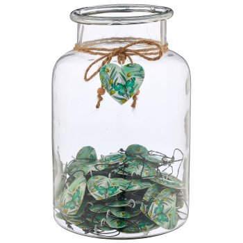 Metallhänger INSTYLE Herz mit Printdekor, 6x6cm, 60/Glas 26x16x16cm, jade, Lepuro