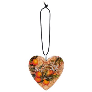 Metal hanger INSTYLE heart with decor print, 60/glass, 6x6cm, orange, Lepuro