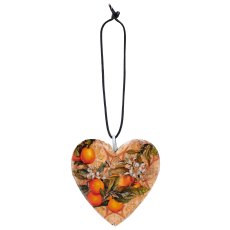 Metal hanger INSTYLE heart with decor print, 60/glass, 6x6cm, orange, Lepuro