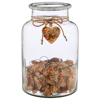 Metal hanger INSTYLE heart with decor print, 60/glass, 6x6cm, orange, Lepuro