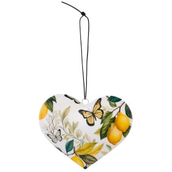 Metal hanger INSTYLE heart with decor print, 15x15cm, yellow, Lepuro