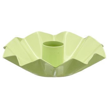 Metal candle holder bowl, 12x12x3cm, light green