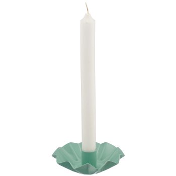 Metall Kerzenhalter Schale, gewellt, 12x12x3cm, jade