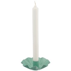 Metall Kerzenhalter Schale, gewellt, 12x12x3cm, jade