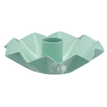 Metall Kerzenhalter Schale, gewellt, 12x12x3cm, jade