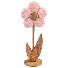 Holzblüte mit Stoffbezug auf Holzfuß, stehend, 14x9,5x31cm, hellrosa