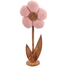 Holzblüte mit Stoffbezug auf Holzfuß, stehend, 19x10x46cm, hellrosa