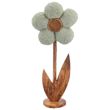 Holzblüte mit Stoffbezug auf Holzfuß, stehend, 19x10x46cm, hellgrün