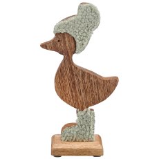 Holzgans mit Stoffbezug auf Holzfuß, stehend, 11x5x22cm, hellgrün