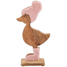 Holzgans mit Stoffbezug auf Holzfuß, stehend, 14x5x27cm, hellrosa