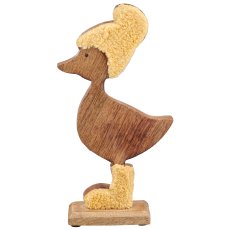 Holzgans mit Stoffbezug auf Holzfuß, stehend, 14x5x27cm, hellgelb