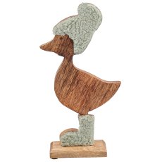 Holzgans mit Stoffbezug auf Holzfuß, stehend, 14x5x27cm, hellgrün