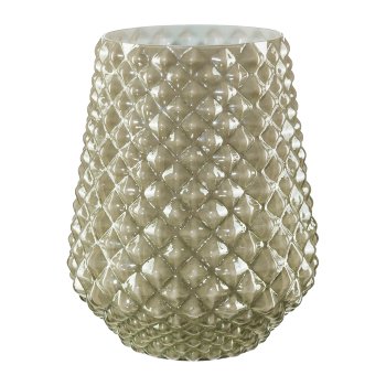 Glass Lantern Bellied Cone Pearl Lãœster, 20x25cm, Light Green