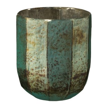 Glass Vase Lantern Topo, 11x11x13cm H, Green
