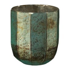 Glas Vase Windlicht Topo, 11x11x13cm H, grün