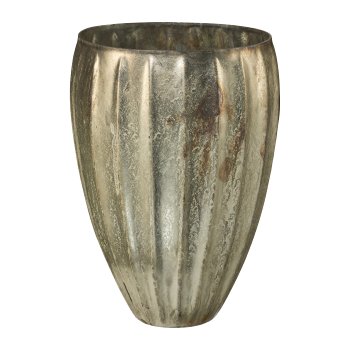 Glas Vase Windlicht Venezo, 18x18x25cm H, weiß