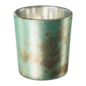 Glass Tea Light Saturn, 6x6x6 cm, Jade