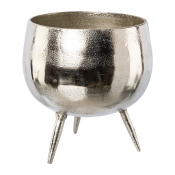 Aluminium Cachepot On Feet, 20x20cm, Silver