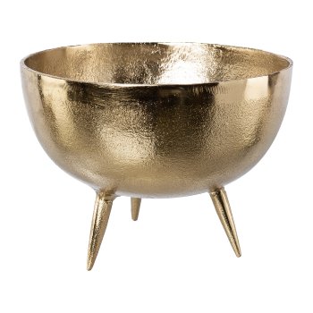 Aluminium Schale hoch auf Füssen, 25x25x18cm, champagner