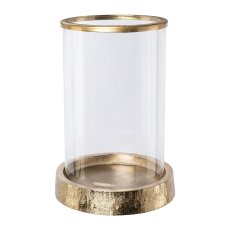 Aluminium Lantern Base with Glass And Aluminium Ring Arona, 16x16x22cm, Gold