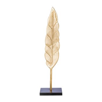 Aluminium leaf object on base,LOREEN, 12,5x8,5x42cm, gold