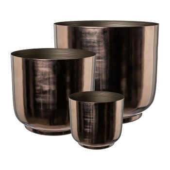 Metal planter PLANTER, set of 3, 36x36x22/28x28x25/20x20x18cm,