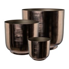 Metall Übertopf PLANTER, 3erSet, 36x36x22/28x28x25/20x20x18cm,